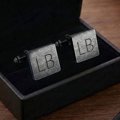 Personalised Engraved Antique Silver Square Cufflinks