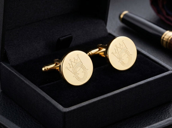 Personalised Engraved Round Gold Cufflinks