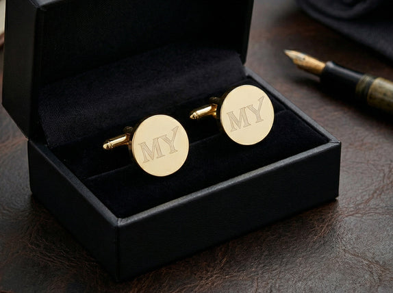 Personalised Engraved Round Gold Cufflinks