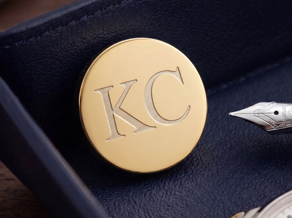 Personalised Engraved Round Gold lapel Pins