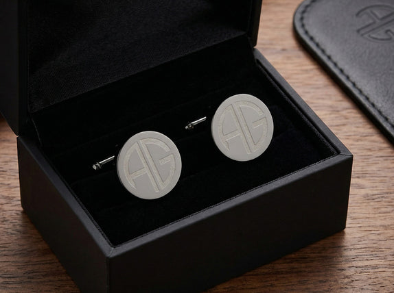 Personalised Engraved Round Gunmetal Cufflinks