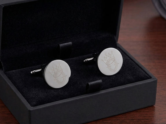 Personalised Engraved Round Gunmetal Cufflinks