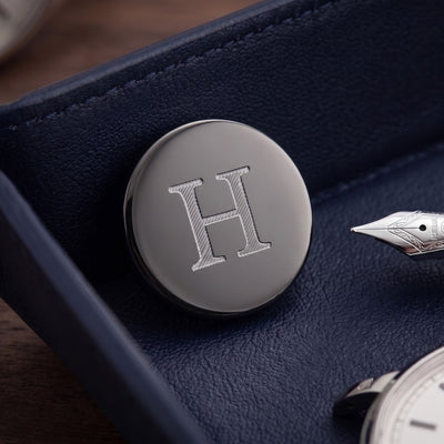 Personalised Engraved Round Gunmetal lapel Pins