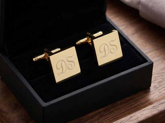 Personalised Engraved Square Gold Cufflinks