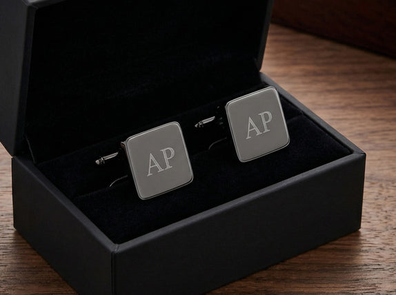 Personalised Engraved Square Gunmetal Cufflinks