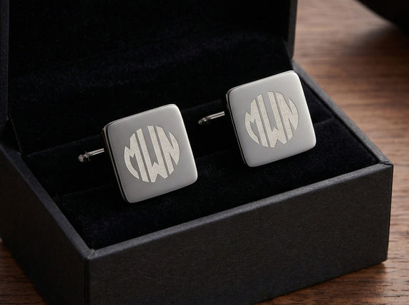 Personalised Engraved Square Gunmetal Cufflinks