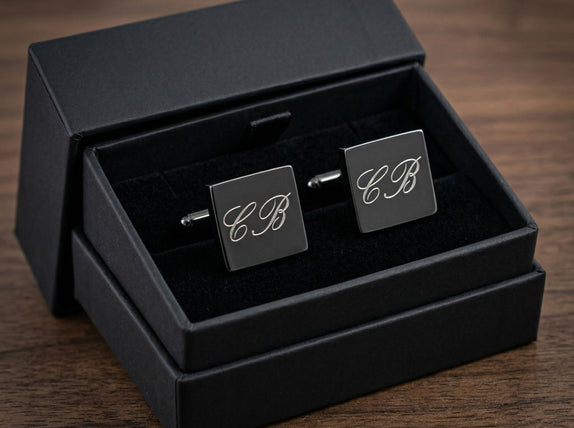 Personalised Engraved Square Gunmetal Cufflinks