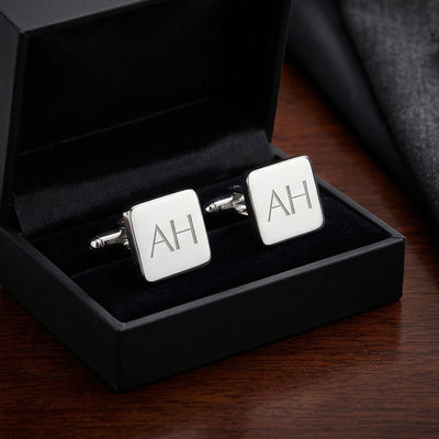 Personalised Engraved Square Silver Cufflinks