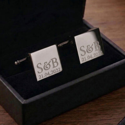 Personalised Initial Date Gunmetal Cufflinks