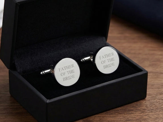 Personalised Round Engravable Silver Cufflinks
