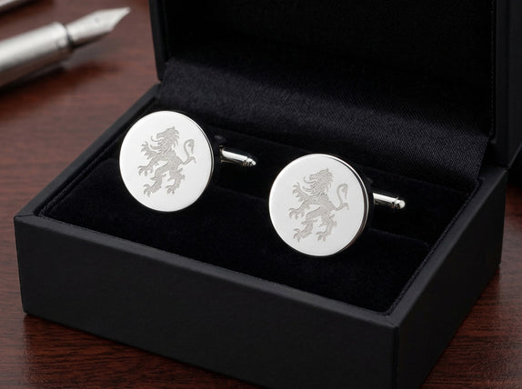 Personalised Round Engravable Silver Cufflinks