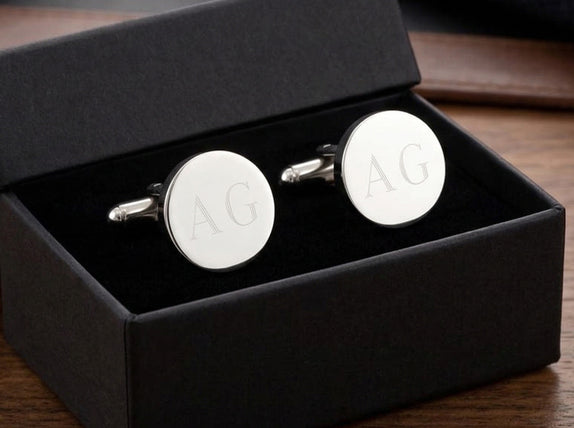 Personalised Round Engravable Silver Cufflinks