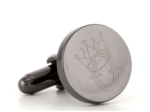 5 x Personalised Engraved Round Gunmetal Cufflinks