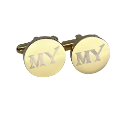 5 x Personalised Engraved Round Gold Cufflinks