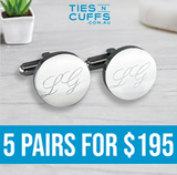 5 x Personalised Round Engravable Silver Cufflinks