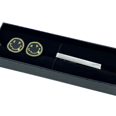 Custom Enamel Cufflinks + Tie Bar