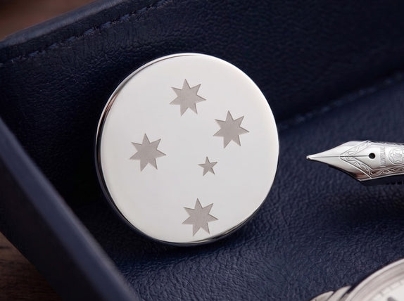 Southern Cross Engraved Round Silver lapel Pins