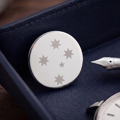 Southern Cross Engraved Round Silver lapel Pins