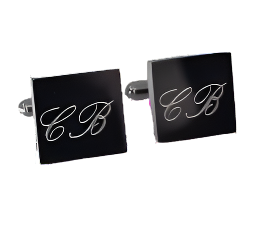 5 x Personalised Engraved Square Gunmetal Cufflinks