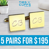 5 x Personalised Engraved Square Gold Cufflinks