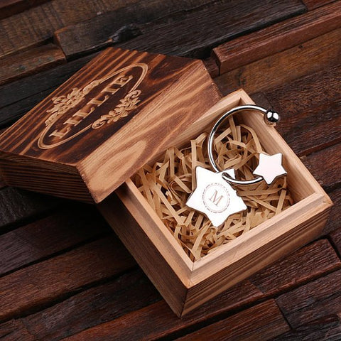 Personalised Stainless Steel Star Key Ring with Gift Box