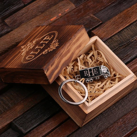 Personalised Stainless Steel Trucker Key Ring with Gift Box