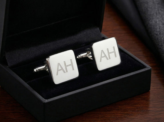Personalised Engraved Square Silver Cufflinks