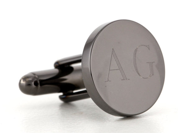 5 x Personalised Engraved Round Gunmetal Cufflinks