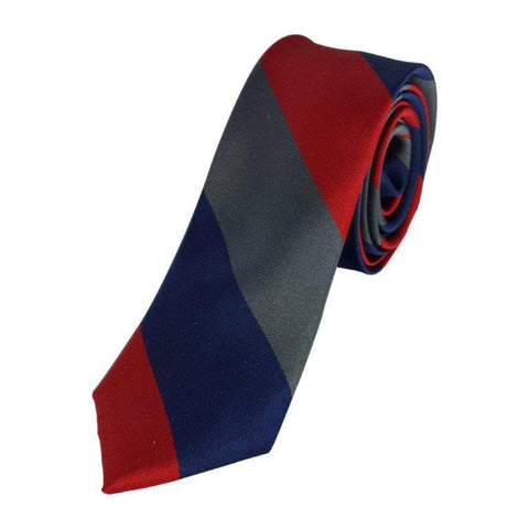 Skinny Blue Red Grey Striped Tie