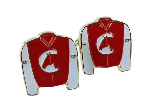 Custom Enamel Cufflinks + Tie Bar