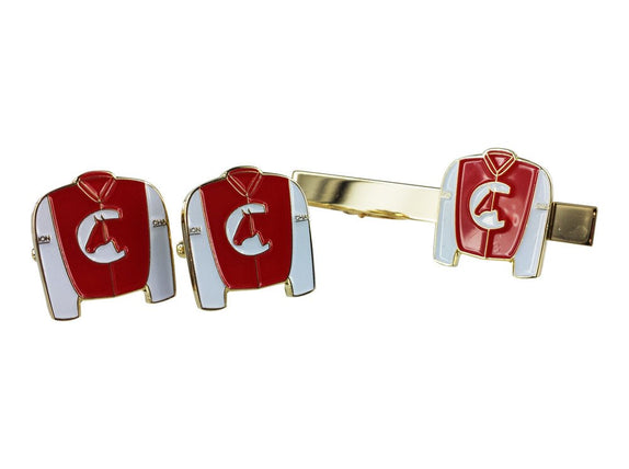 Custom Enamel Cufflinks + Tie Bar