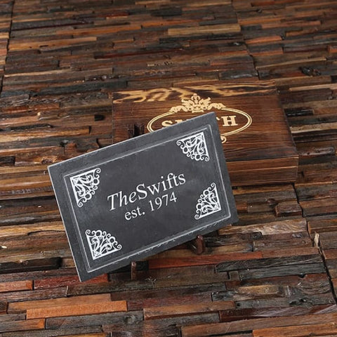 Rectangular Commemorative Slate Sign Plaque With Wood Gift Box