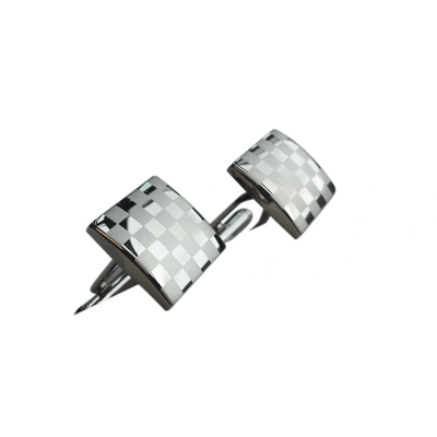 Silver Mini Checkered Square Cufflinks