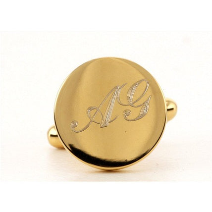 Personalised Gold Engraved Round Cufflinks