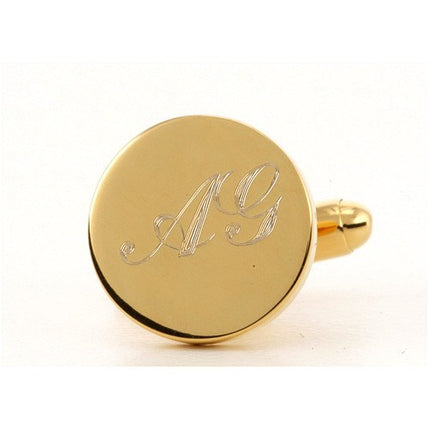 Personalised Gold Engraved Round Cufflinks