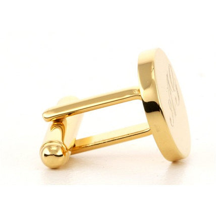 Personalised Gold Engraved Round Cufflinks