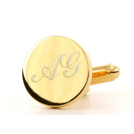 Personalised Gold Engraved Round Cufflinks