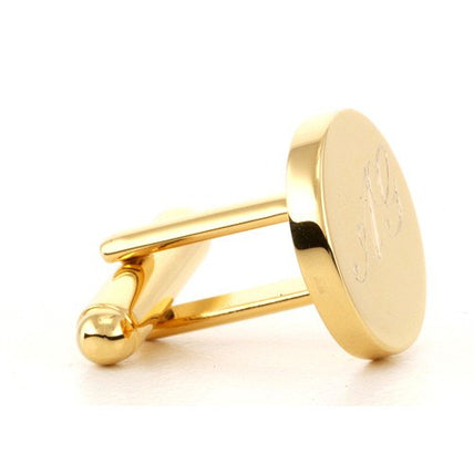 Personalised Gold Engraved Round Cufflinks