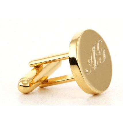 Personalised Gold Engraved Round Cufflinks