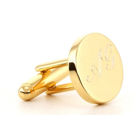Personalised Engraved Round Gold Cufflinks