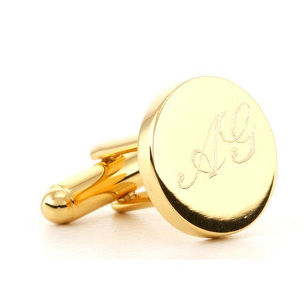 Personalised Gold Engraved Round Cufflinks