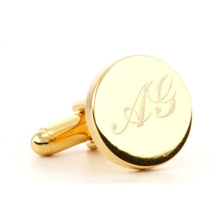 Personalised Gold Engraved Round Cufflinks