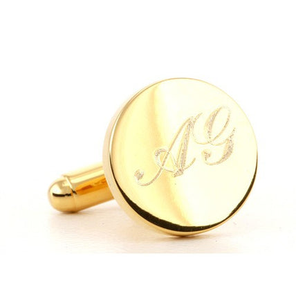 Personalised Gold Engraved Round Cufflinks
