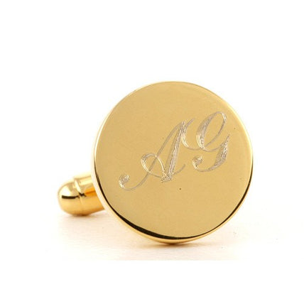 Personalised Engraved Round Gold Cufflinks