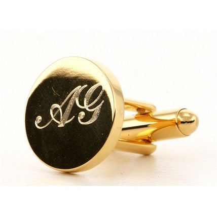 Personalised Gold Engraved Round Cufflinks