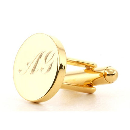 Personalised Gold Engraved Round Cufflinks