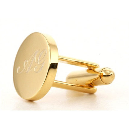 Personalised Gold Engraved Round Cufflinks