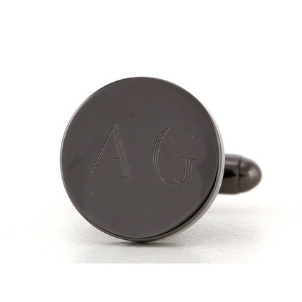 Personalised Engraved Round Gunmetal Cufflinks