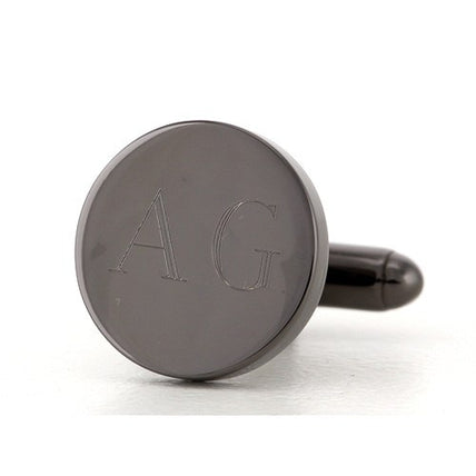 Personalised Engraved Round Gunmetal Cufflinks