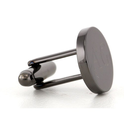 Personalised Engraved Round Gunmetal Cufflinks